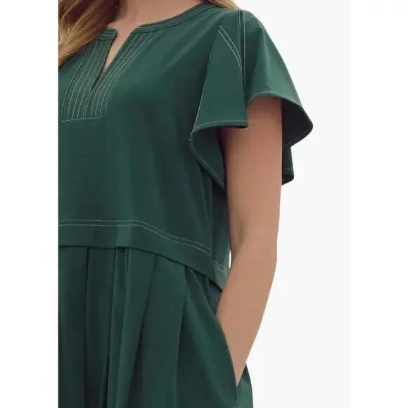 Hattie Mini Dress in Hunter Green - Picture 5 of 5